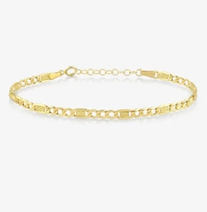 14k Real Gold Figaro Chain Bracelet , Dazzling Stunning Bracelet, Adjustable - Picture 1 of 10