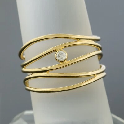 Tiffany & Co. Elsa Peretti Diamond Wave 5 Five-Row Ring Size 7.5 18K Yellow Gold - Image 1 of 4