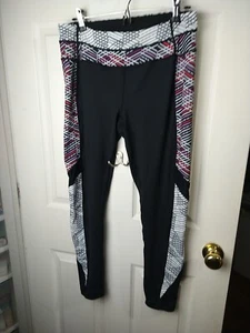 Free2be woma L leggings Black Breathable Side Multi Color Stripes workout yoga - Picture 1 of 13