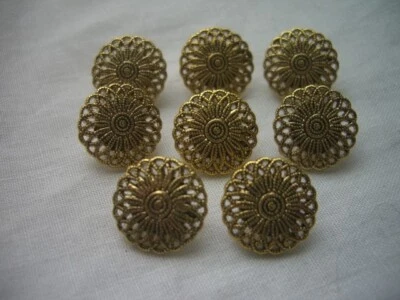 ANTIQUE GOLD EFFECT FILAGREE STYLE  BUTTONS x 8 FREE P&P - Image 1 of 3