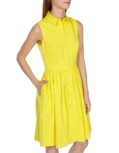 Karen Millen Cotton Sheath Sleeveless Dress Daffodil Yellow US Size 6 - Picture 1 of 8