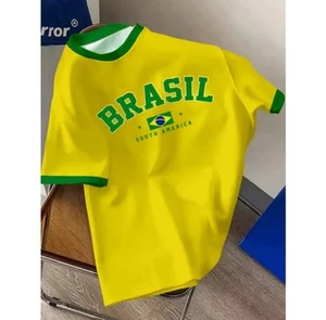Brazil Flag T-Shirt Summer Fashion Casual - Picture 1 of 2