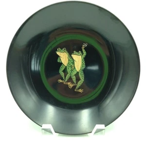 Plato redondo Couroc Dancing Frogs 8 pulgadas incrustación de madera vintage MCM - Imagen 1 de 5