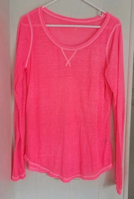 Camisa Pullover MUDD Para Mujer Grande Rosa Brillante Manga Larga Escote Redondo Foto 1 de 4