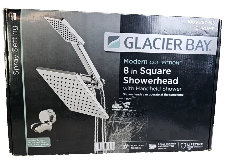 Glacier Bay Modern 1Spray Dual Tub Wall Mount Fixed + Handheld Shower Head Black Foto 1 de 1