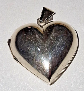 Large Sterling Silver Puffy Heart Locket Pendant 925 Vintage Chunky Statement - Bild 1 von 7