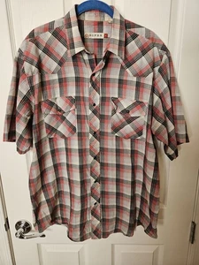 Roper Para Hombre Manga Corta Cuadros Western Negro Perla Botones a Presión, Talla L - Imagen 1 de 7