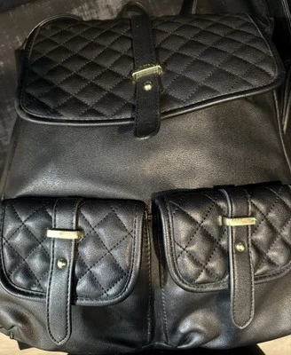 Mossimo Supply Co Mochila Negra Material Sin Cuero Cartera Foto 1 de 4