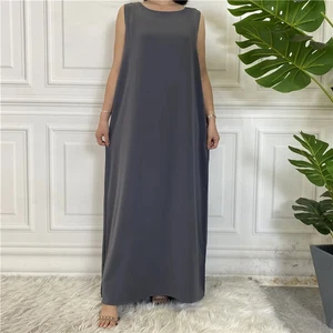Vestito donna vestito tutto abbinato senza maniche interno vestito musulmano maxi abito islamico - Foto 1 di 32