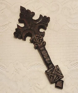 Vtg Hand Carved Wooden Ethiopian Coptic Cross Orthodox Religious Dark Wood  - Picture 1 of 5