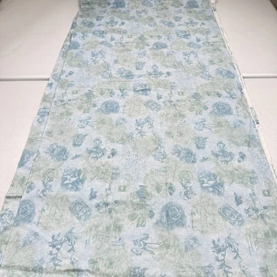cranston Fabric Blue Toile Floral Script Vintage French country 43x216 6 yard - Image 1 of 4