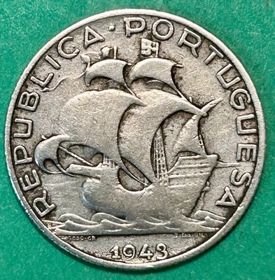 Portugal 1943 plata 2-1/2 escudos Foto 1 de 2