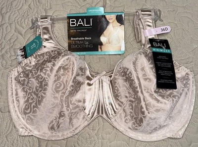 NWT Womens Nude Bali Minimizer Breathable Back Unlined Underwire Bra Size 36D - Image 1 of 4