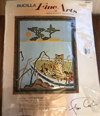 Bucilla Fine Arts Cross Stitch Kit Needlecraft 1544 “Quiet Interlude” Tiger - Image 1 of 4