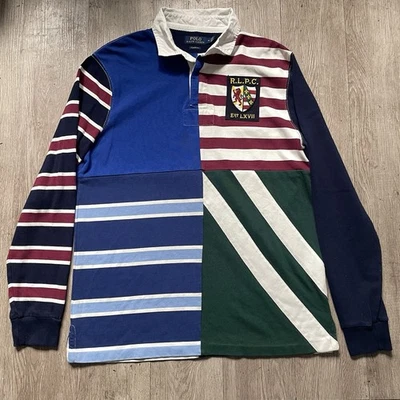 Camisa de rugby vintage Polo Ralph Lauren para hombre talla M parche acolchado bordado Y2K Foto 1 de 4