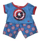 Build A Bear BAB Captain America Pajamas 2 Piece PJs Marvel Superhero Blue