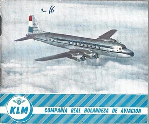 KLM Compania Real Holandesa de Aviacion - Brochure Douglas DC 6 Anni '50 - Foto 1 di 5