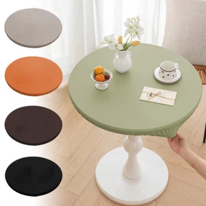 Waterproof Round Table Cover Cloth Tablecloth With Elastic Edged Protector Cover - Picture 1 of 28