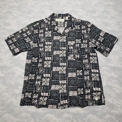 Camisa Hawaiana Bambu You Para Hombre Grande Negra Geo Estampado Manga Corta Mezcla de Bambú Foto 1 de 4