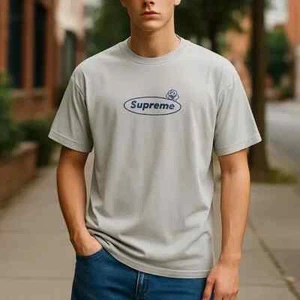 Supreme Warning Tee in Light Blue Tee T-Shirt Made in USA 100% Cotton XL - Picture 1 of 6