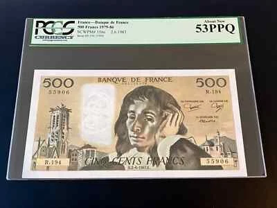 FRANCE BANQUE DE FRANCE 500 FRANCS 1979-86 P # 156e~GRADED PCGS 53 PPQ ABOUT NEW - Image 1 of 3