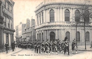 POSTCARD JERSEY CHURCH PARADE 2ND HLI ANIMATED SCENE c 1906 - Picture 1 of 2