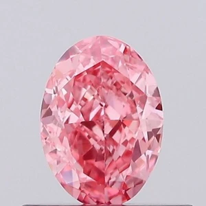 Lab Grown 0.50 Cts Fancy Vivid Pink Color VS2 OVAL Cut IGI Certified CVD Diamond - Picture 1 of 12