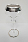 Vintage Dorothy Thorpe Glass Candlestick holder w/ wide silver Rim & Silver Foot