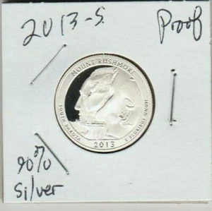 2013 S Mount Rushmore National Memorial Peace ATB Quarter Dollar SILVER Proof ST - Picture 1 of 3