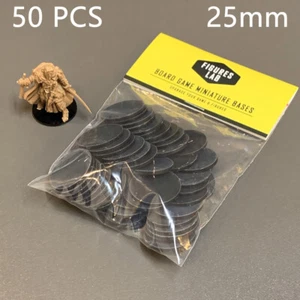 50 Black 25mm Miniature Base Fit Dungeons & Dragon D&D RPG Board war Game figure - Picture 1 of 8