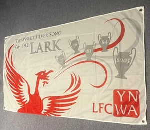 Liverpool FC YNWA 2005 Champions League  Flag Banner Winners SONG OF THE LARK - Picture 1 of 12