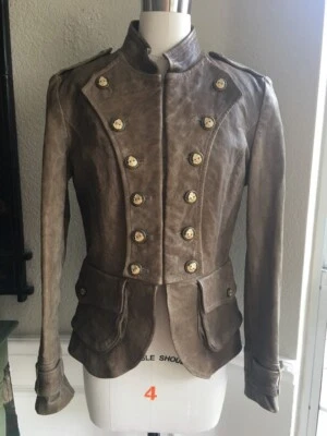 Abrigo militar de cuero marrón 44/10 usado en excelente estado Dolce & Gabbana Foto 1 de 4