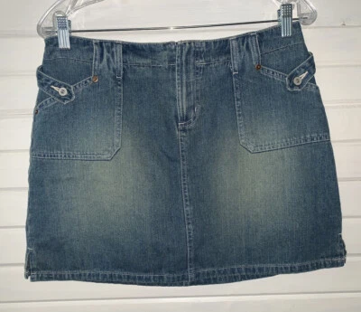 复古 Carolina Blues 尺寸 8 牛仔裙 90 年代 Y2K Bareback 拉链飞棉二手状况完好 — 第 1/4 张图片