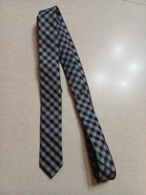 Pierre Cardin Slim Tie Black Blue Grey Check - Image 1 of 3