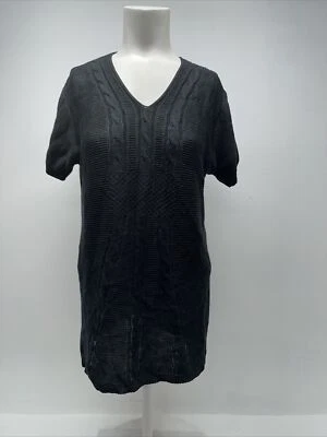 Suéter J Peterman Tejido Top Blusa Camisa Manga Corta Cuello en V Negro Talla M Mediano Foto 1 de 4