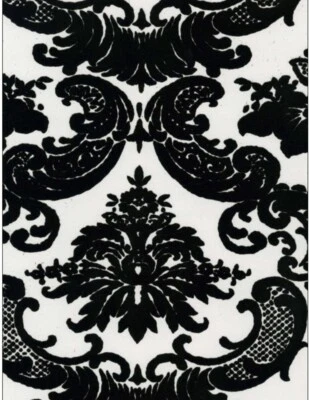 Flock Wallpaper Astek PL1141 White Black  Damask Velvet Two TRIPLE Rolls - Image 1 of 2