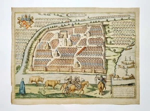 MOSCOW map Moscauw Moscovia Russia original antique Braun Hogenberg 1570 v rare - Picture 1 of 7