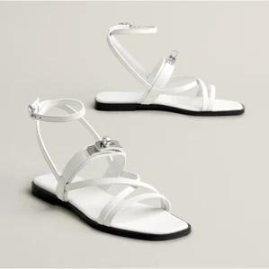 BNIB Hermes Women's June Sandal WHITE CALF 38.5 - Picture 1 of 15
