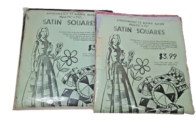 125 cuadrados de tela de 7,5 X 7,5 pulgadas acolchados satinados era años 70 Foto 1 de 4