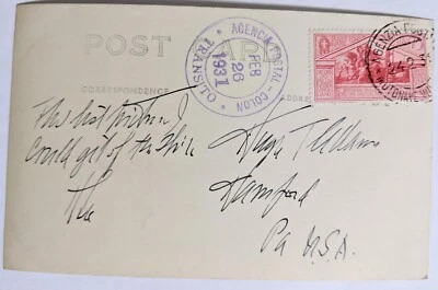 Agenzia Postale Motonave(Super Motor Vessel)"Vulcania," CZ--PA,U.S./75-C. IT/'31 - Image 1 of 2