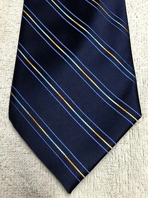 CLAIBORNE MEN'S TIE NAVY BLUE WITH COLORFUL STRIPES 60 X 4 NWOT - Image 1 of 4