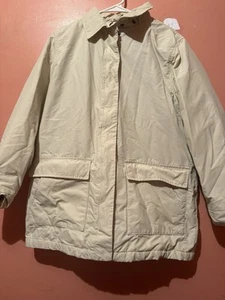 Eddie Bauer Mens Jacket M Medium Beige Pockets Warm Collared Winter Zip Button - Picture 1 of 9