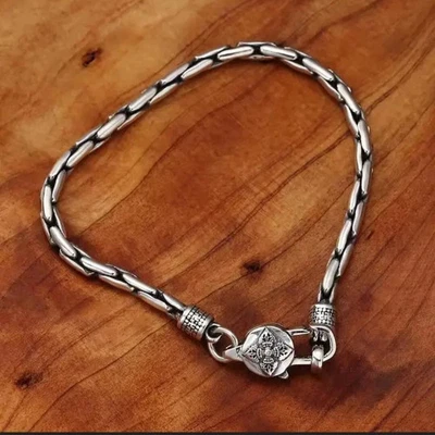 Brazalete de hombre bizantino trenza de acero inoxidable grabado 316L sólido para hombre joyería Foto 1 de 4