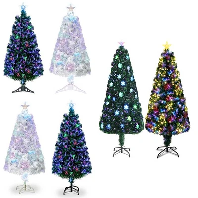 FCH Prelit Christmas Tree Fibre Optic Xmas Colour changing Star LED 3FT-4FT-5FT-6FT