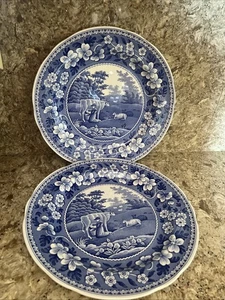 SPODE BLUE ROOM COLLECTION MILKMAID 2 DINNER PLATES 10 1/4" - Picture 1 of 5