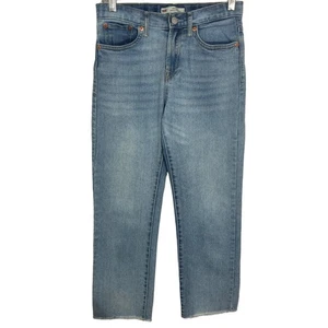 Levis Jeans Girls 12R Light Wash High Rise Ankle Straight Stretch Raw Hem - Picture 1 of 8