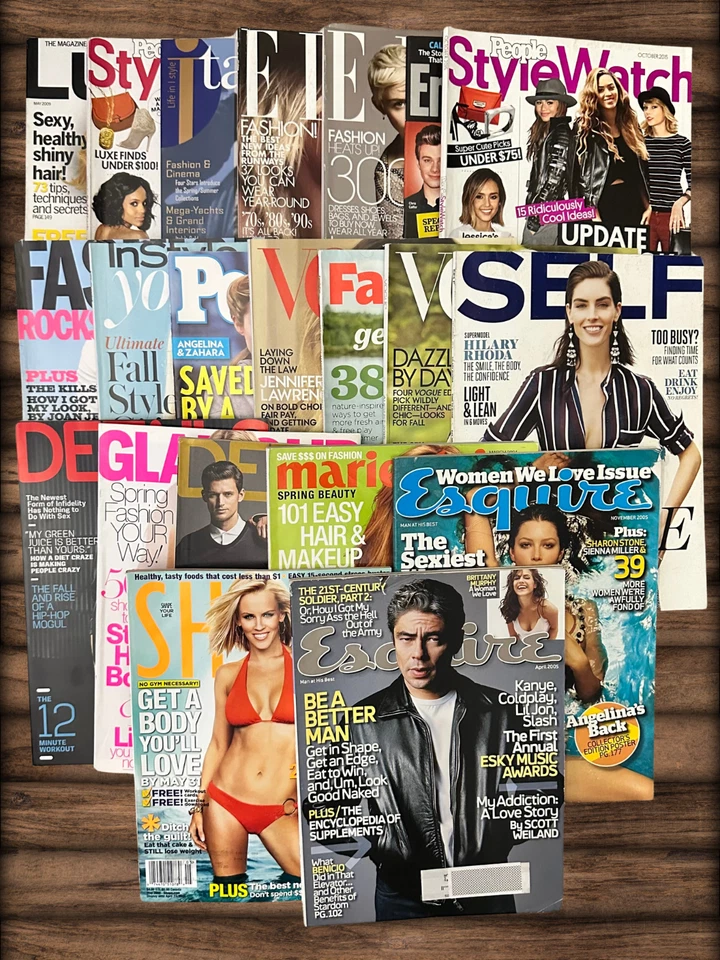 Mixed Lot 21 Celebrity Magazines Vogue Elle Esquire People Shape Gwyneth Jolie Foto 1 de 4