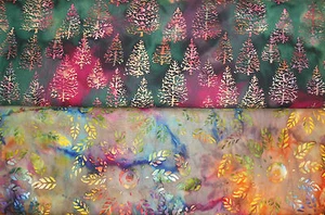 Tela de mosaico (22€/m2) 0,3 m Bali Batik árboles ramas Navidad 1,1m de ancho - Imagen 1 de 4