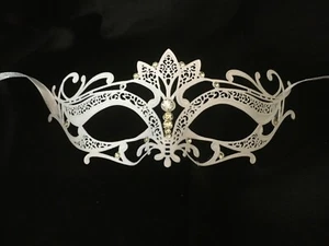 Sexy White Venetian Eye Mask for Costume Bachelorette Masquerade Party, - Picture 1 of 4