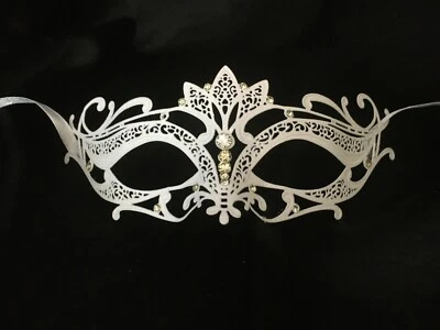 Sexy White Venetian Eye Mask for Costume Bachelorette Masquerade Party,  - Image 1 of 4